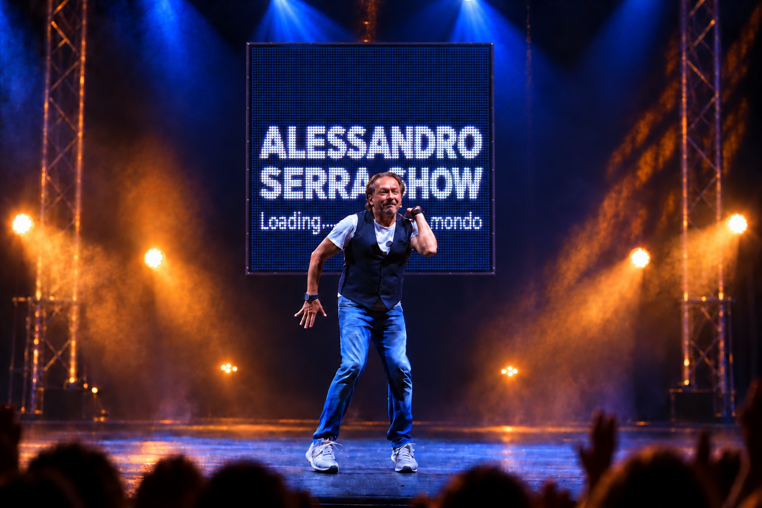 Alessandro Serra sul palco durante il suo show